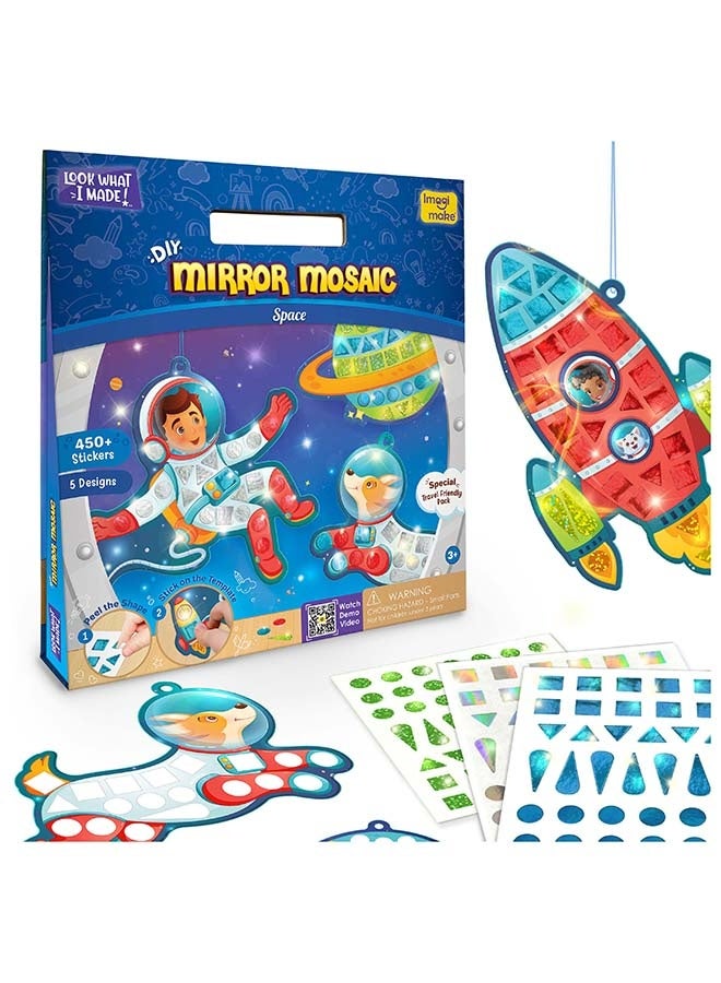 Mirror Mosaic Space for Kids 3+ Years | 450+ Stickers DIY Foil Sticker Art & Craft Kit | Travel-Friendly Activity Set | Ramadan Eid Gifts, Birthday & Return Gifting for Girls & Boys Age 3-8